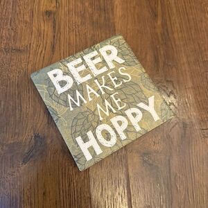Beer Makes Me Hoppy Ceramic Coaster | Beer Lover Gift | Bar Decor